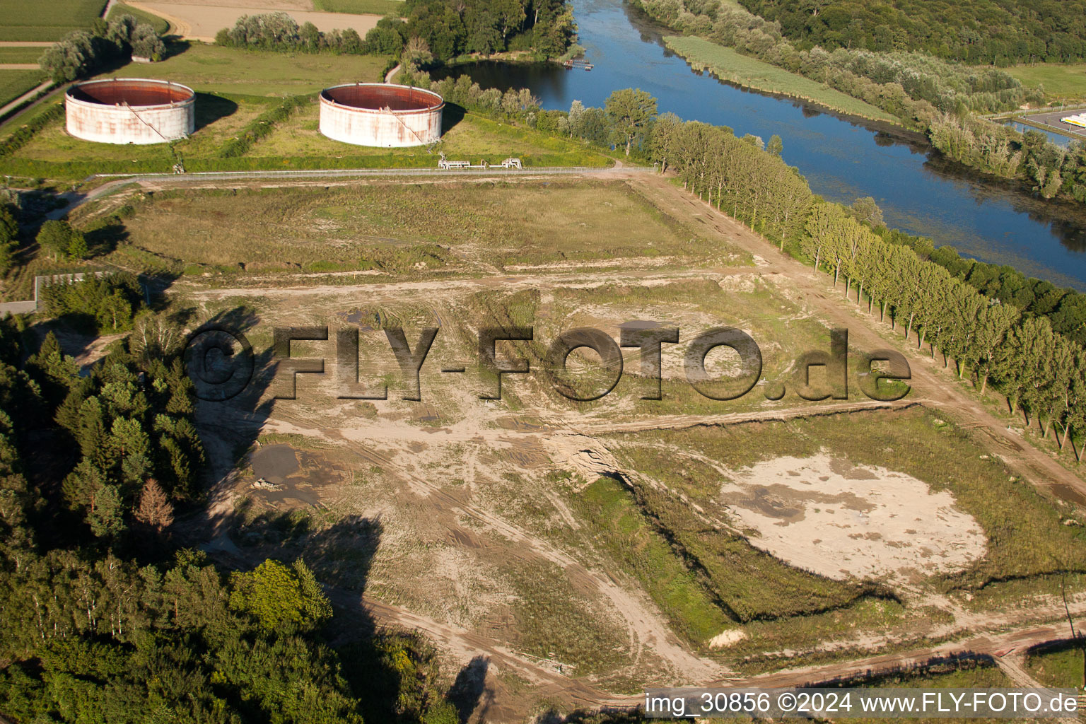 Dismantled tank farm on the B9 in Jockgrim in the state Rhineland-Palatinate, Germany out of the air