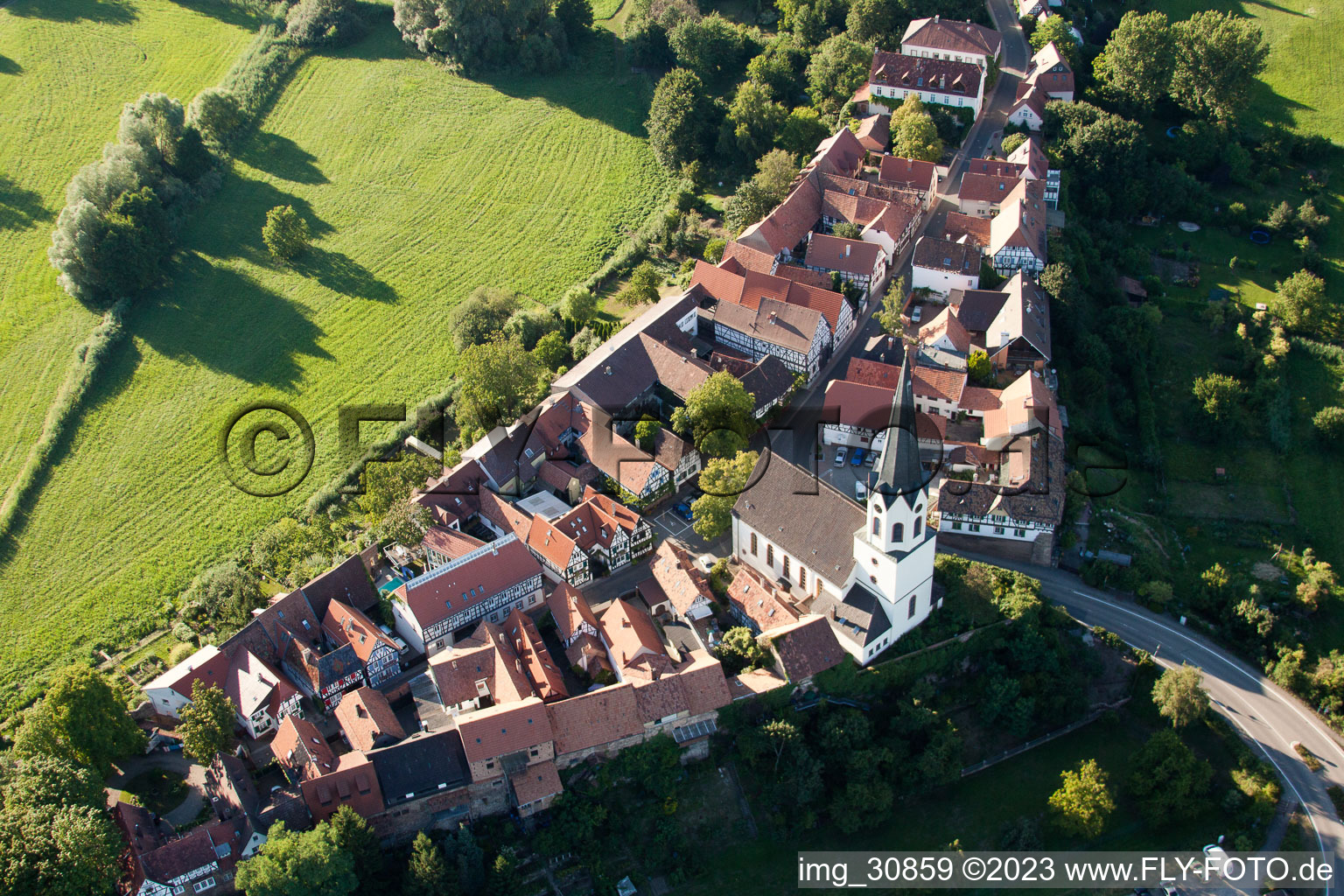 Aerial photograpy of Ludwigstr in Jockgrim in the state Rhineland-Palatinate, Germany