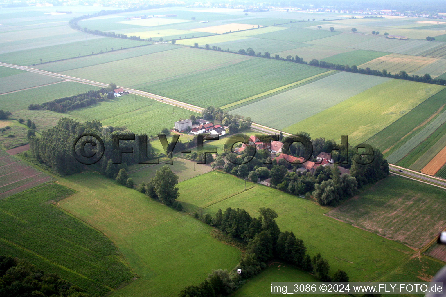 Farm on the edge of cultivated fields in the district Hoefen in Kandel in the state Rhineland-Palatinate