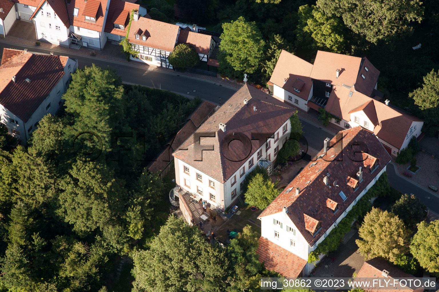 Oblique view of Ludwigstr in Jockgrim in the state Rhineland-Palatinate, Germany