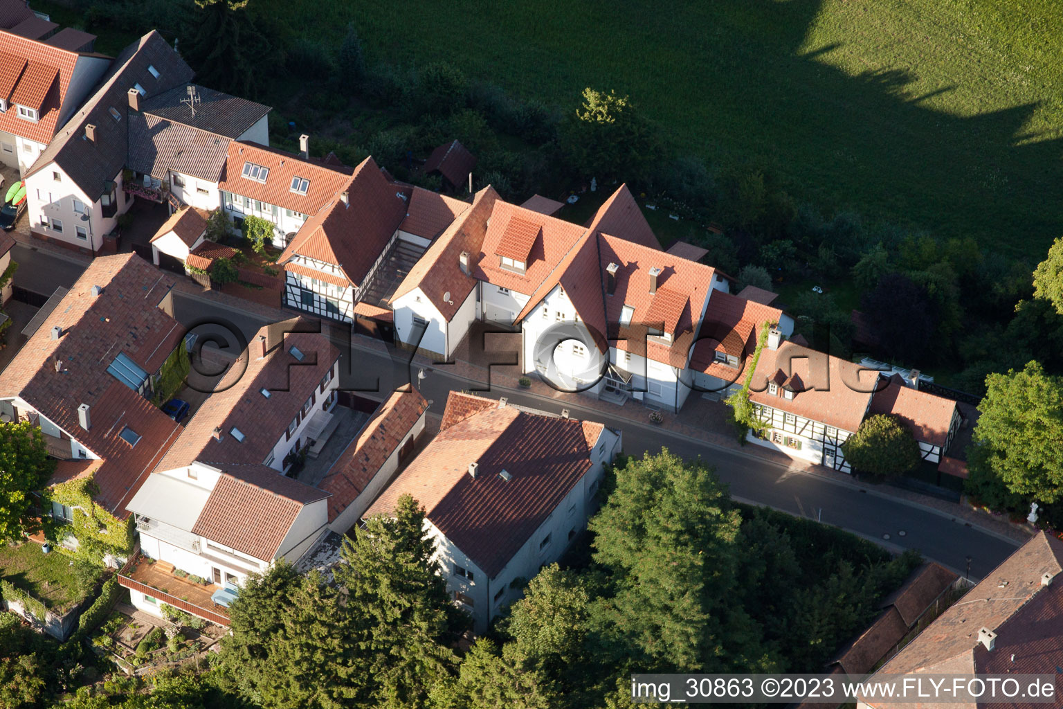 Ludwigstr in Jockgrim in the state Rhineland-Palatinate, Germany from above