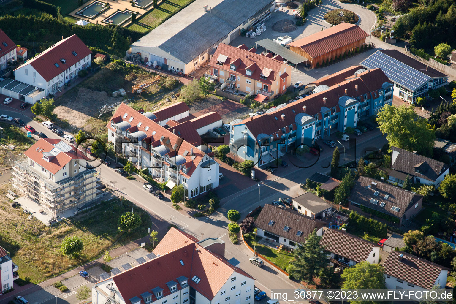 Aerial photograpy of Lower Buchstr in Jockgrim in the state Rhineland-Palatinate, Germany