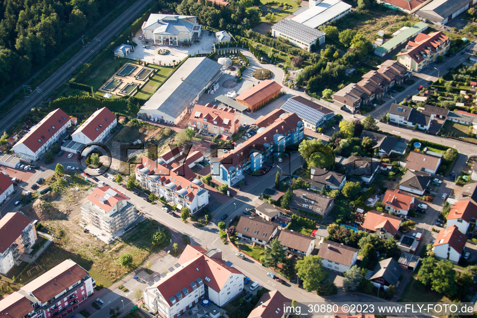 Lower Buchstr in Jockgrim in the state Rhineland-Palatinate, Germany from above