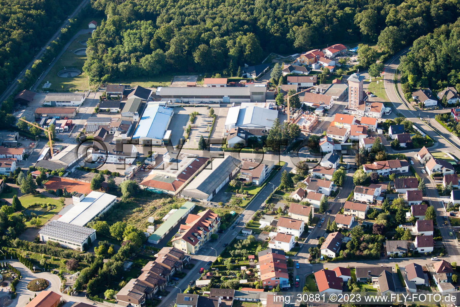 Lower letter st in Jockgrim in the state Rhineland-Palatinate, Germany out of the air