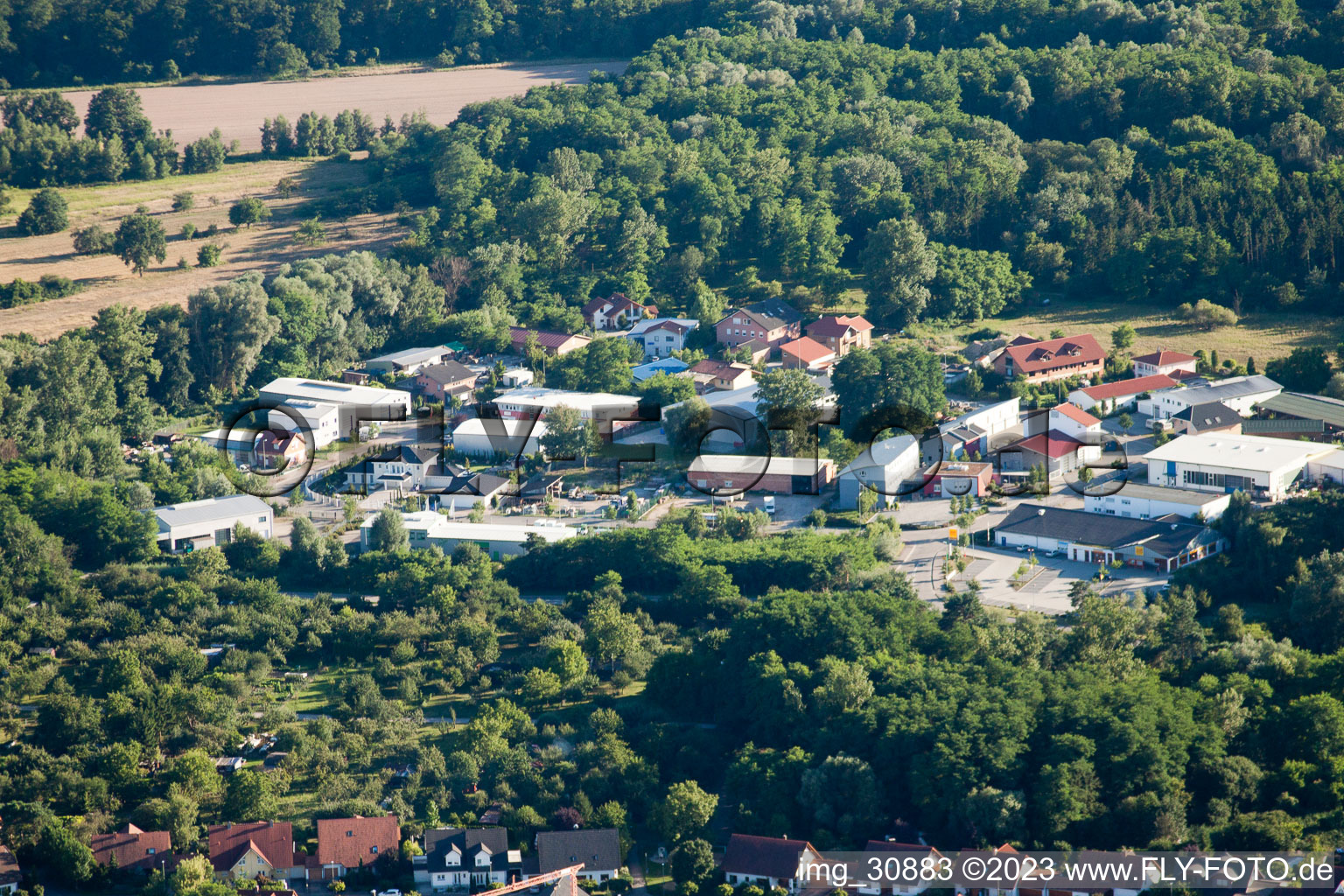 Aerial photograpy of Industrial area S in Jockgrim in the state Rhineland-Palatinate, Germany