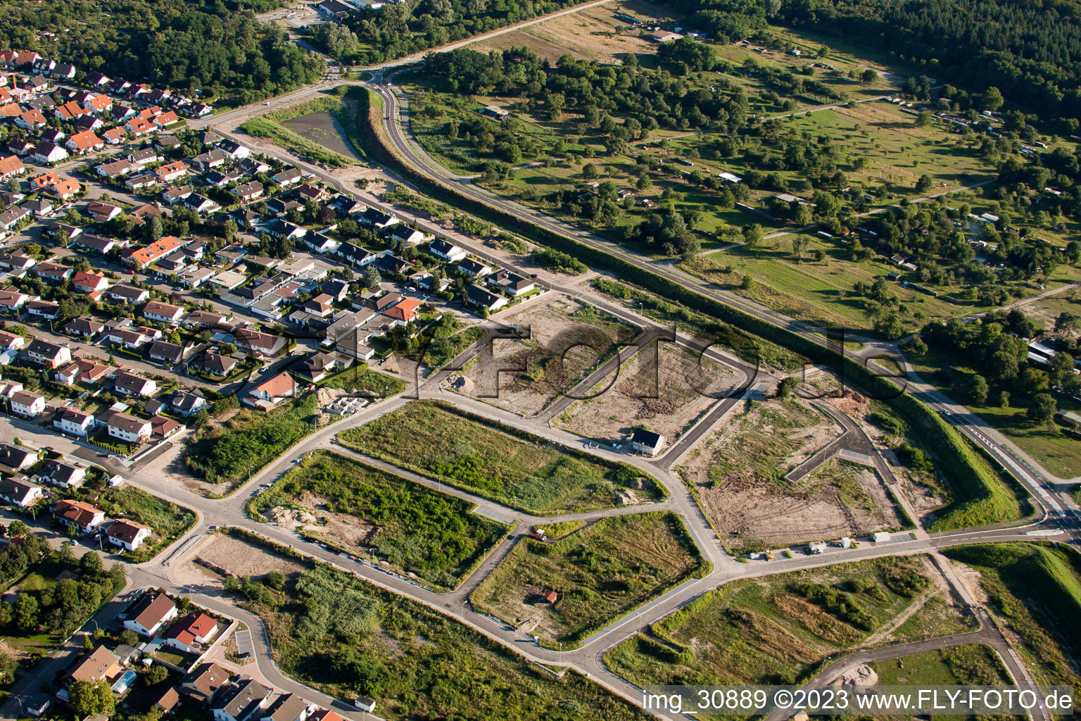 New development area SW in Jockgrim in the state Rhineland-Palatinate, Germany out of the air