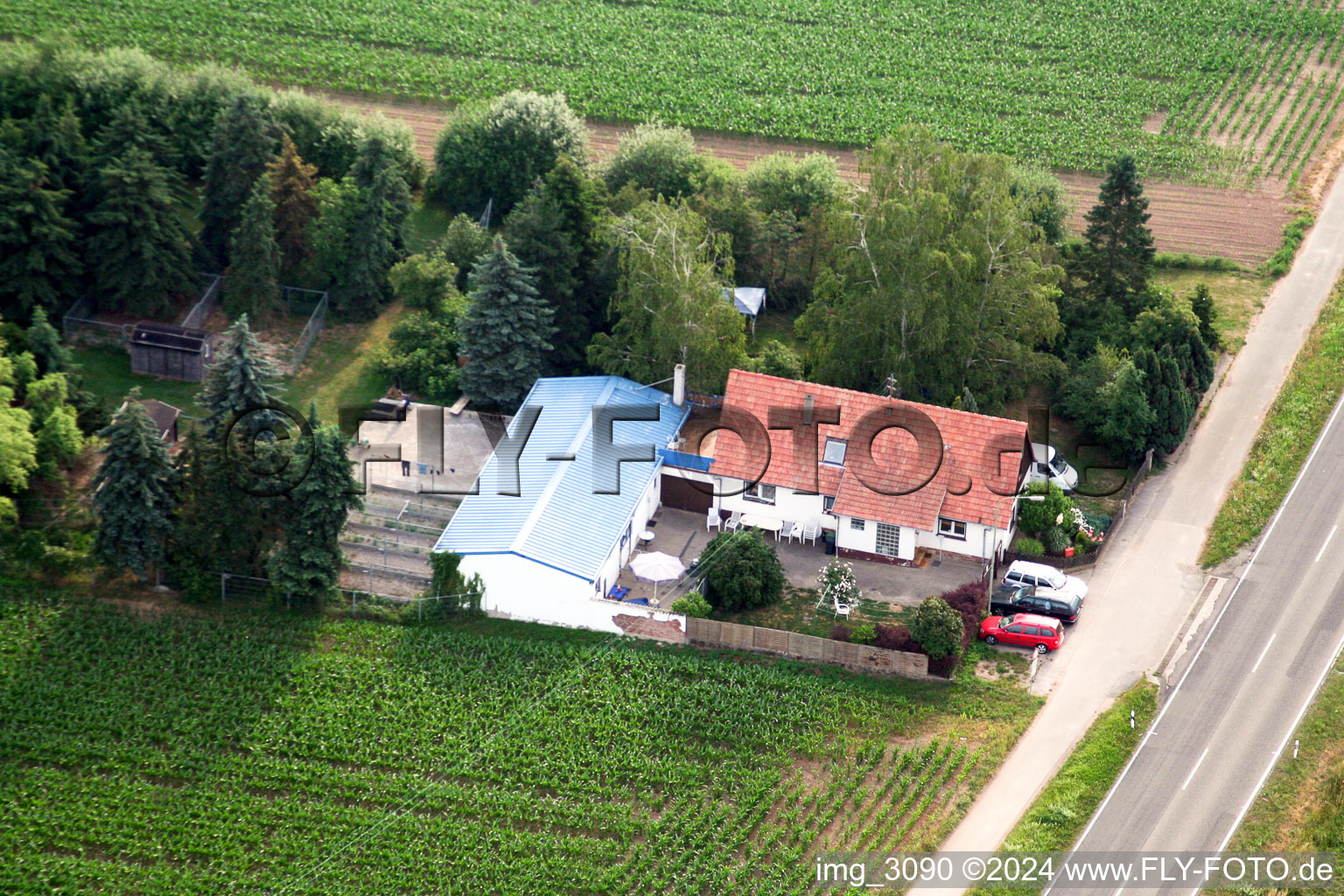 Aerial view of Höfen in the state Rhineland-Palatinate, Germany