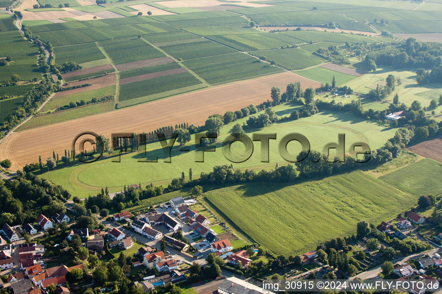 Aerial view of Racetrack racecourse - trotting in the district Billigheim in Billigheim-Ingenheim in the state Rhineland-Palatinate