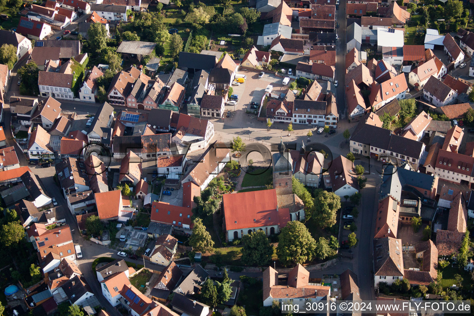 District Billigheim in Billigheim-Ingenheim in the state Rhineland-Palatinate, Germany seen from above