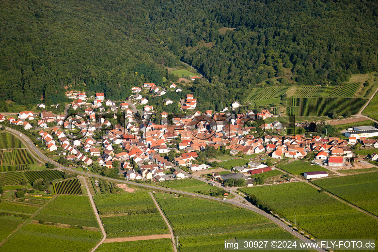 Aerial view of Eschbach in the state Rhineland-Palatinate, Germany