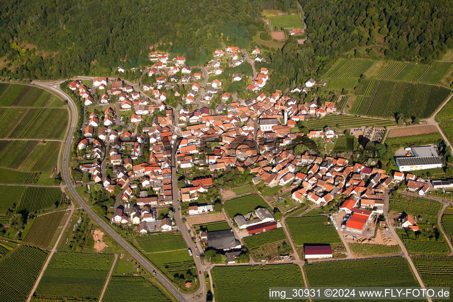 Oblique view of Eschbach in the state Rhineland-Palatinate, Germany