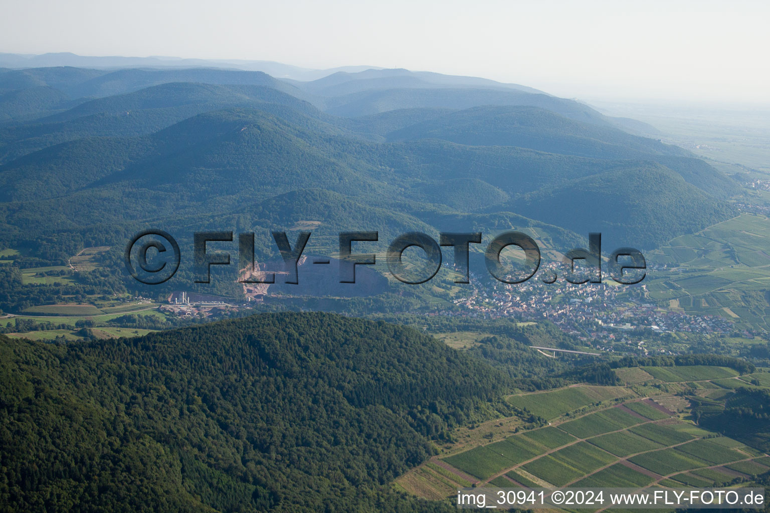 Oblique view of Albersweiler in the state Rhineland-Palatinate, Germany