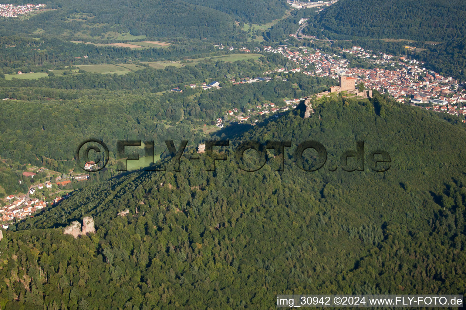 The 4 castles Trifels, Anebos, Jungturm and Münz in Leinsweiler in the state Rhineland-Palatinate, Germany