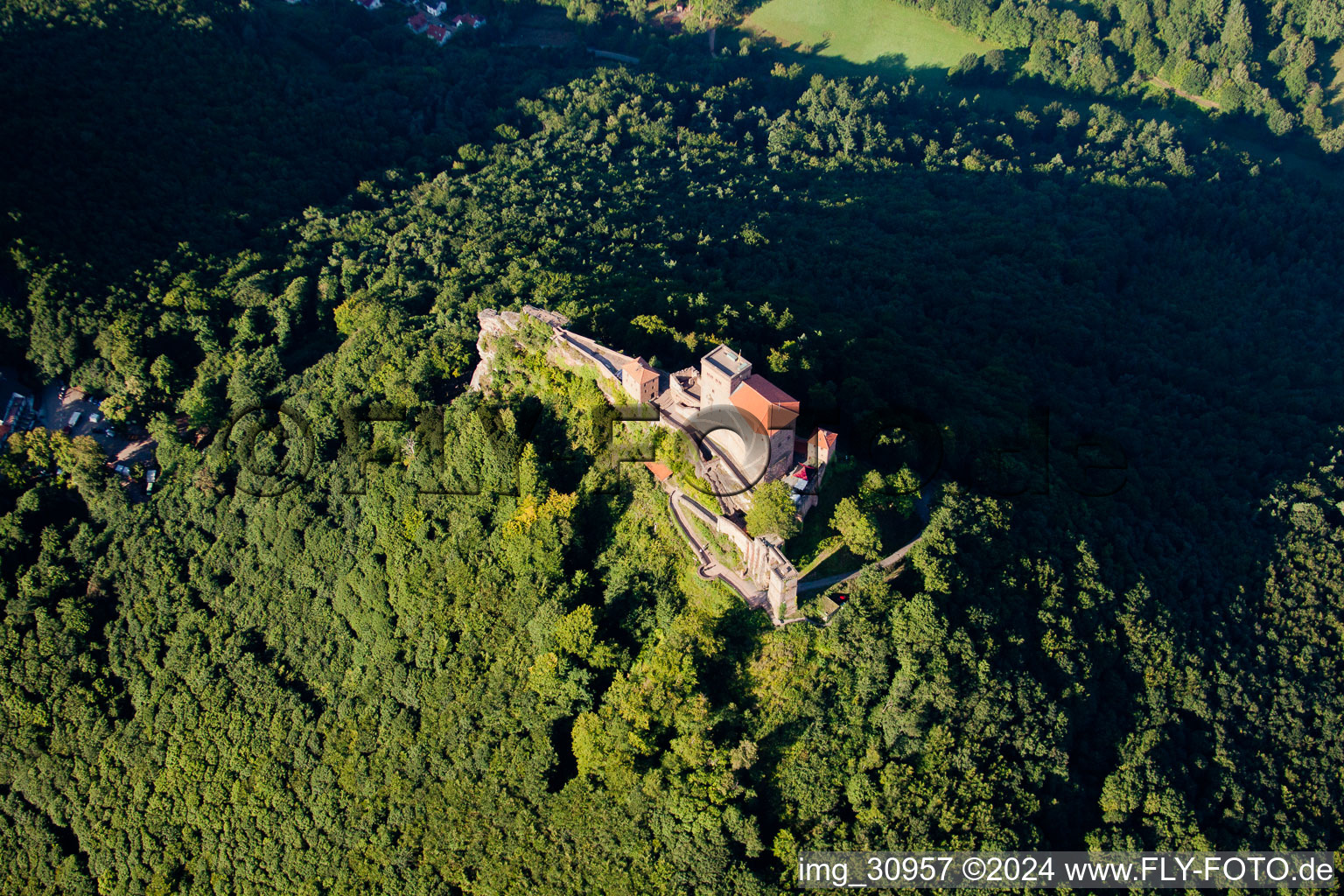 Aerial view of Castle Trifels in Annweiler am Trifels in the state Rhineland-Palatinate