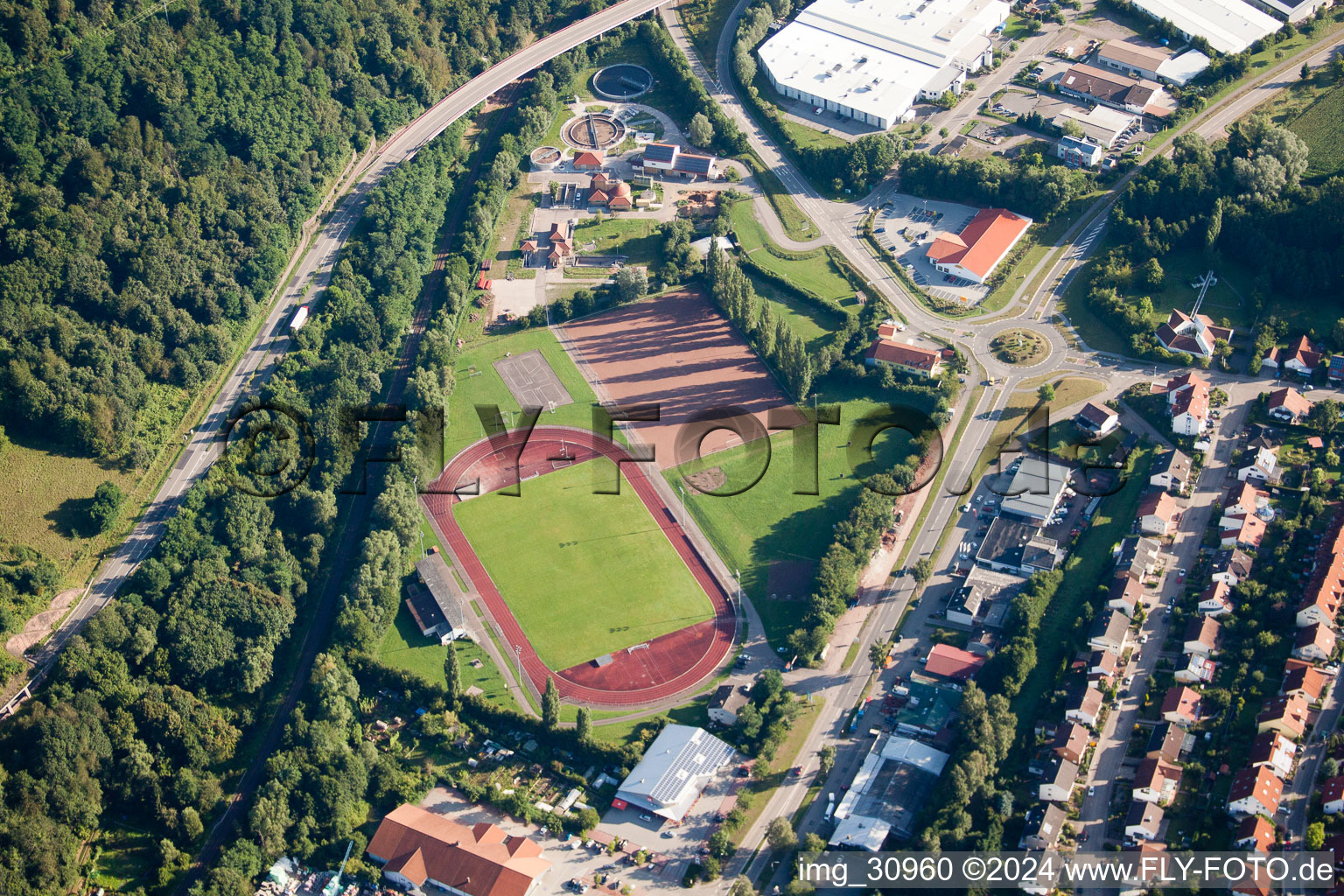 Sports field at Aldi in Annweiler am Trifels in the state Rhineland-Palatinate, Germany