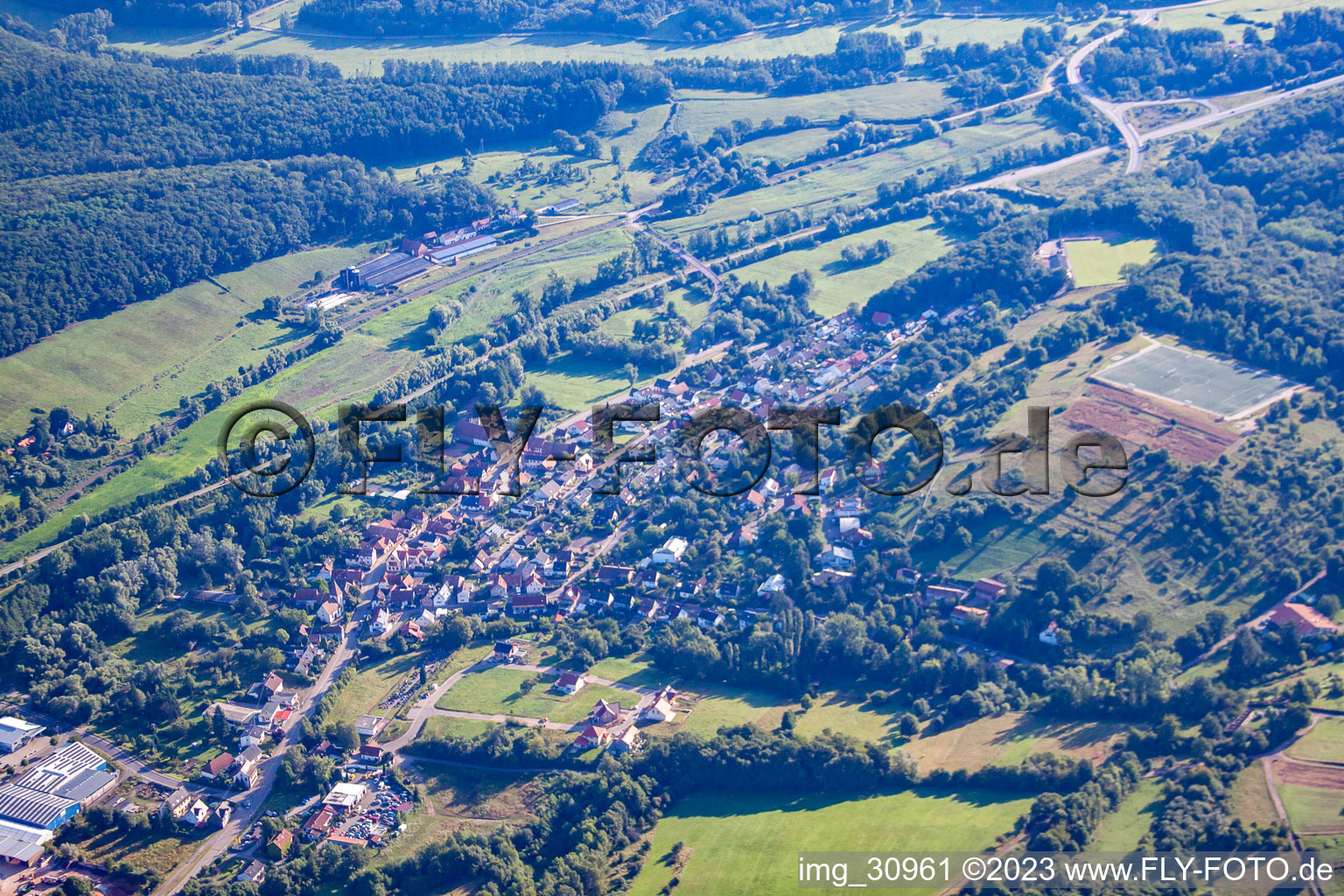 District Queichhambach in Annweiler am Trifels in the state Rhineland-Palatinate, Germany out of the air