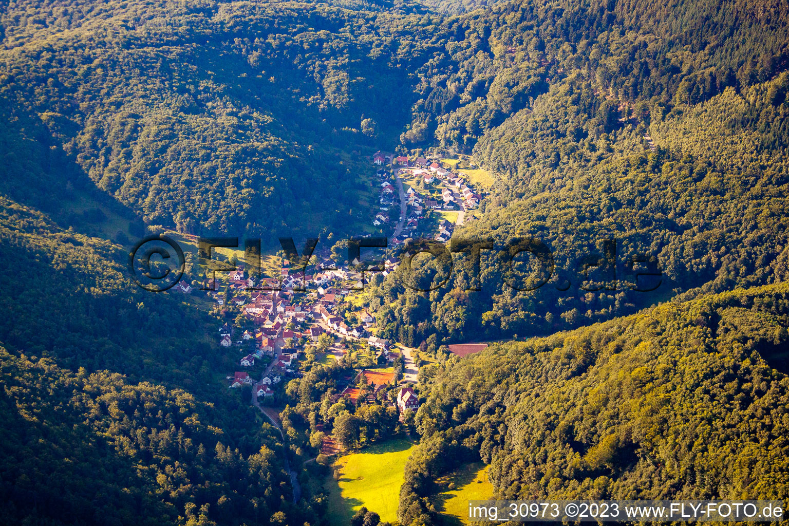 District Bindersbach in Annweiler am Trifels in the state Rhineland-Palatinate, Germany out of the air
