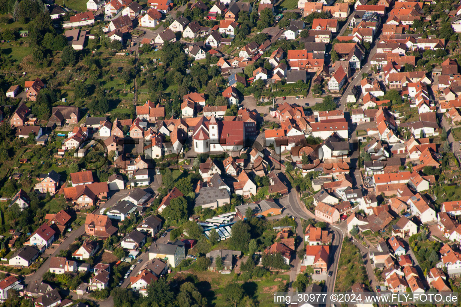 Aerial view of Annweiler am Trifels in the state Rhineland-Palatinate, Germany