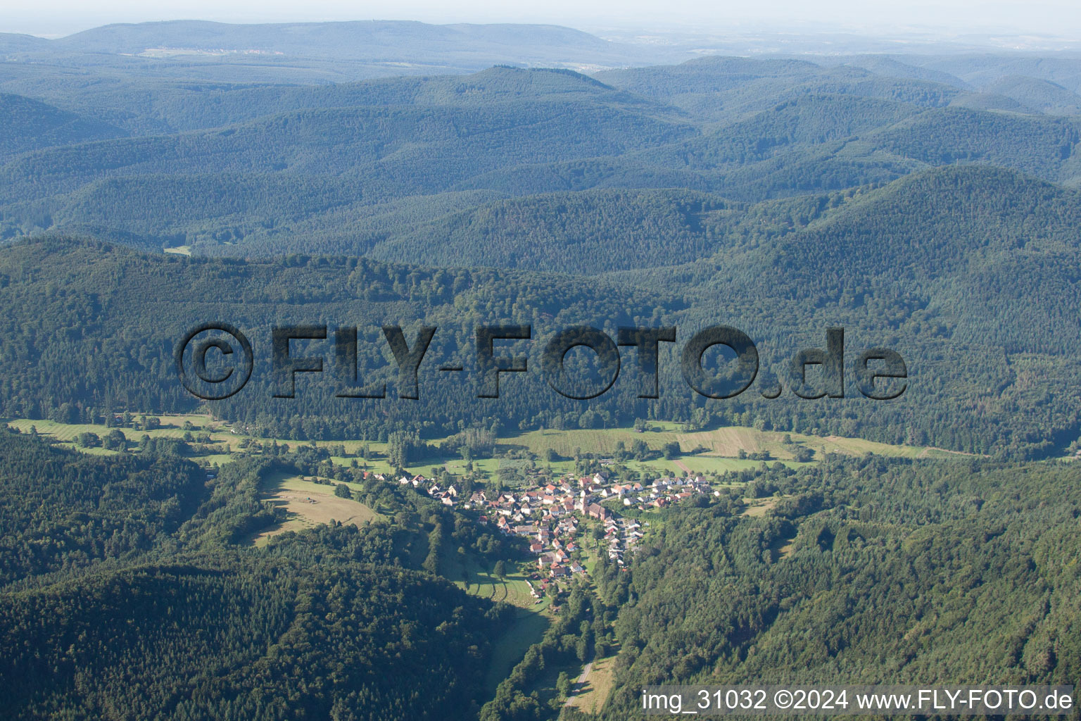 Aerial view of From the north in Niederschlettenbach in the state Rhineland-Palatinate, Germany