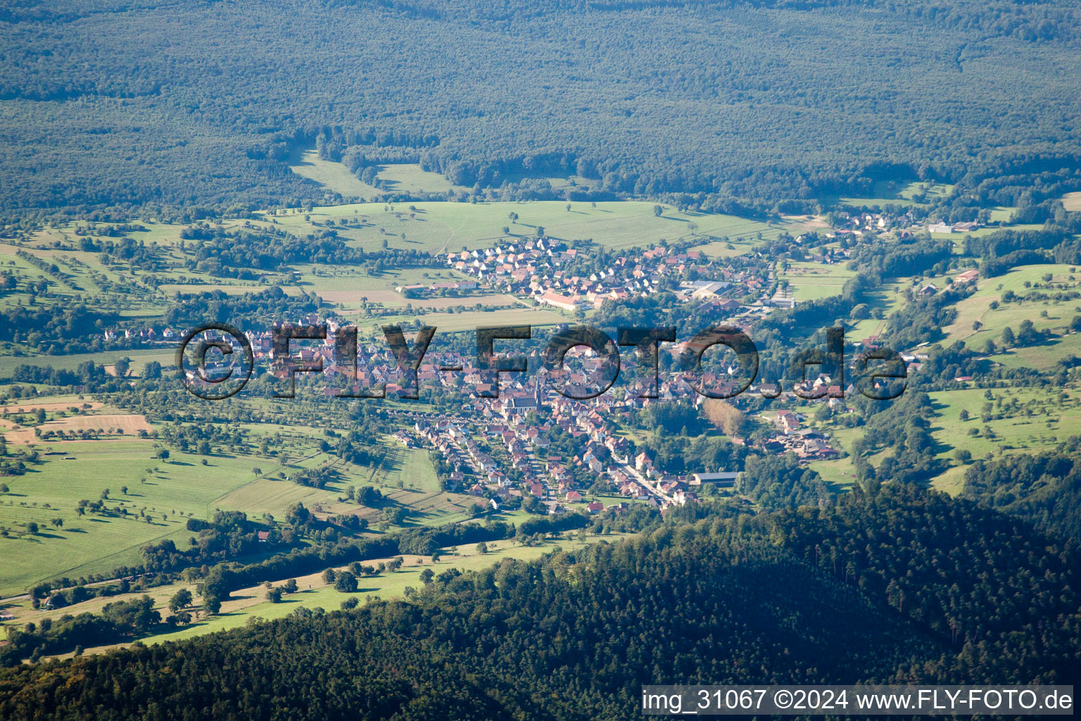 Drone recording of Lembach in the state Bas-Rhin, France