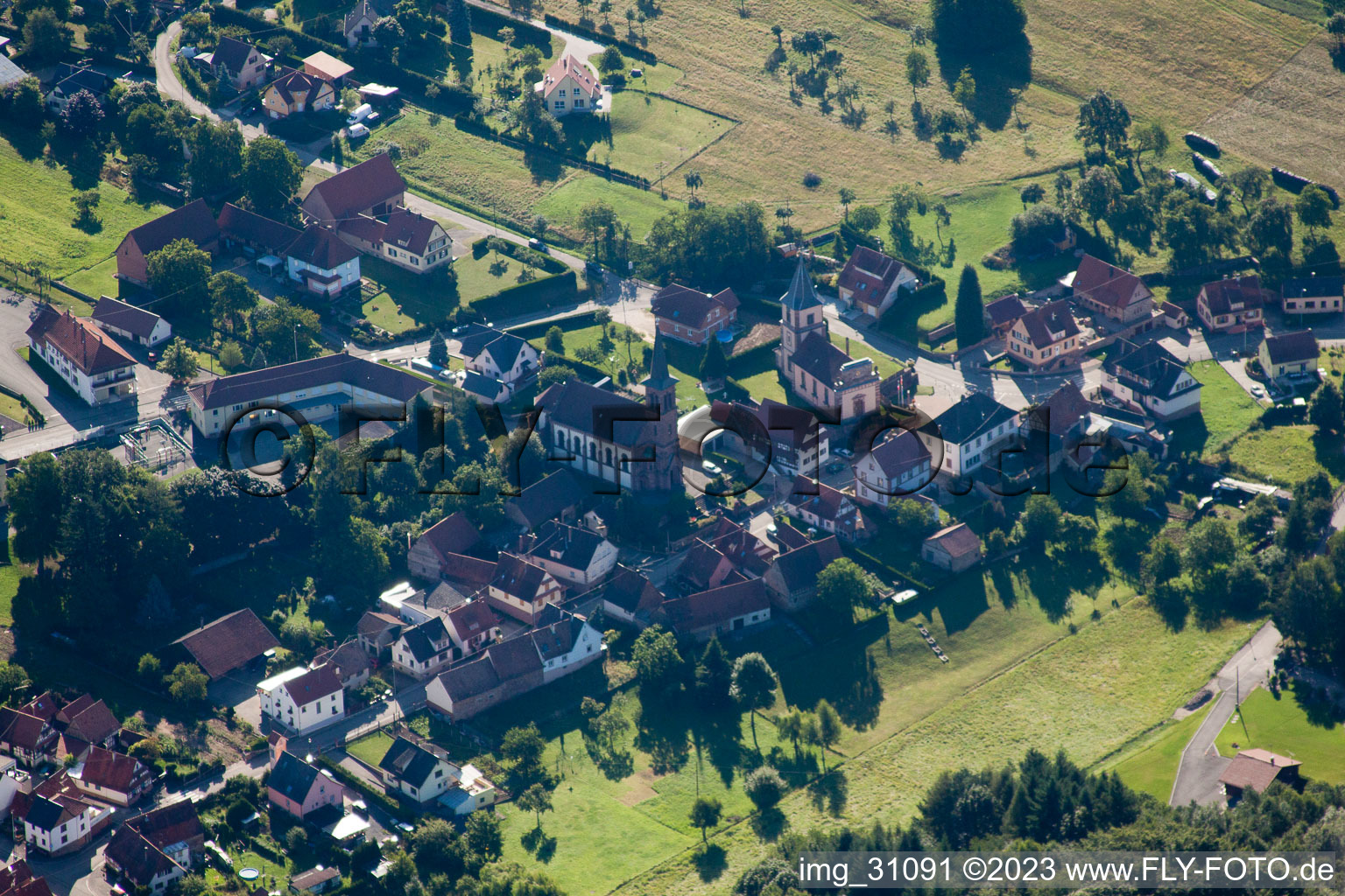 Bird's eye view of Climbach in the state Bas-Rhin, France