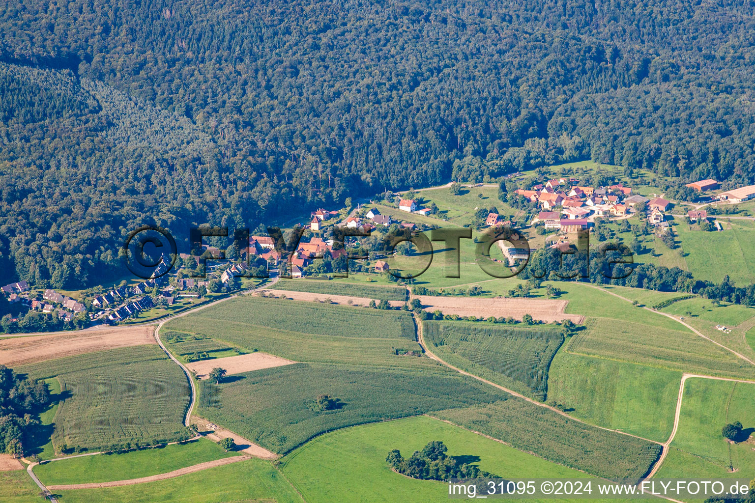 Aerial photograpy of Pfaffenbronn in Lembach in the state Bas-Rhin, France