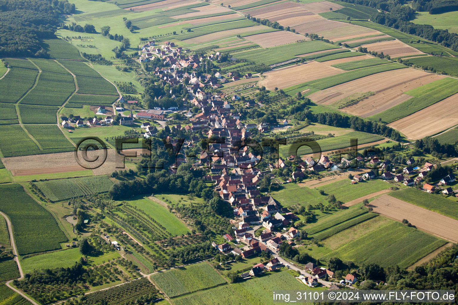 Aerial photograpy of Village view in Cleebourg in the state Bas-Rhin, France