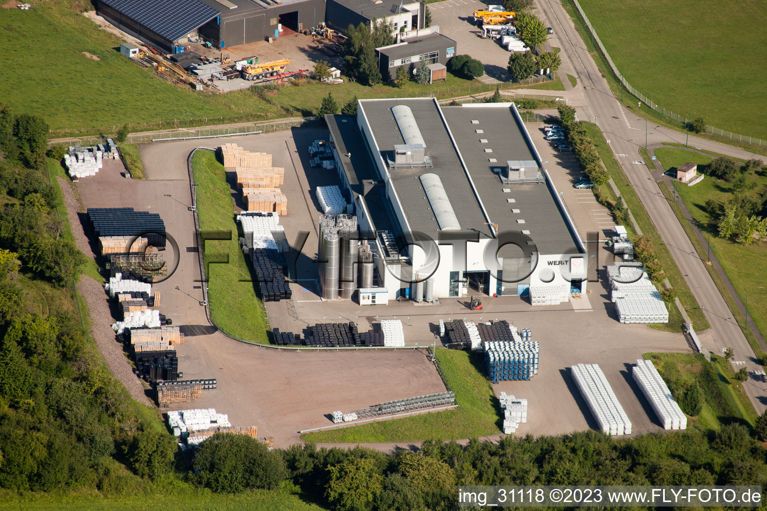 Aerial view of Industrial Estate in Altenstadt in the state Bas-Rhin, France