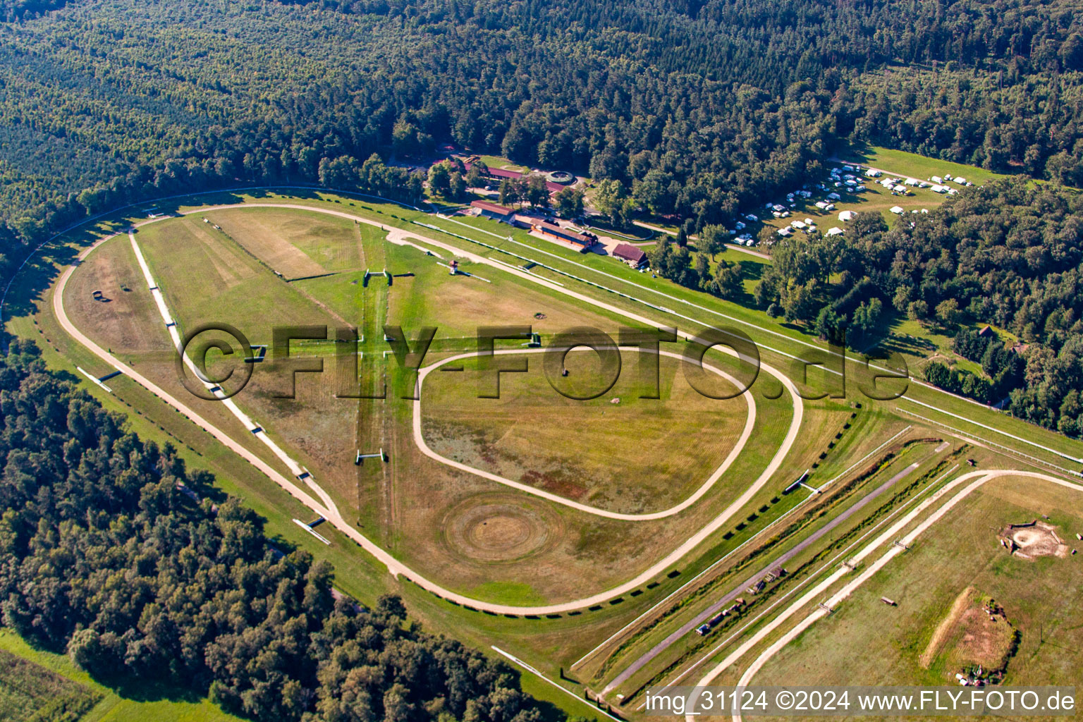 Oblique view of Hippodrome de la Hardt in the district Altenstadt in Wissembourg in the state Bas-Rhin, France