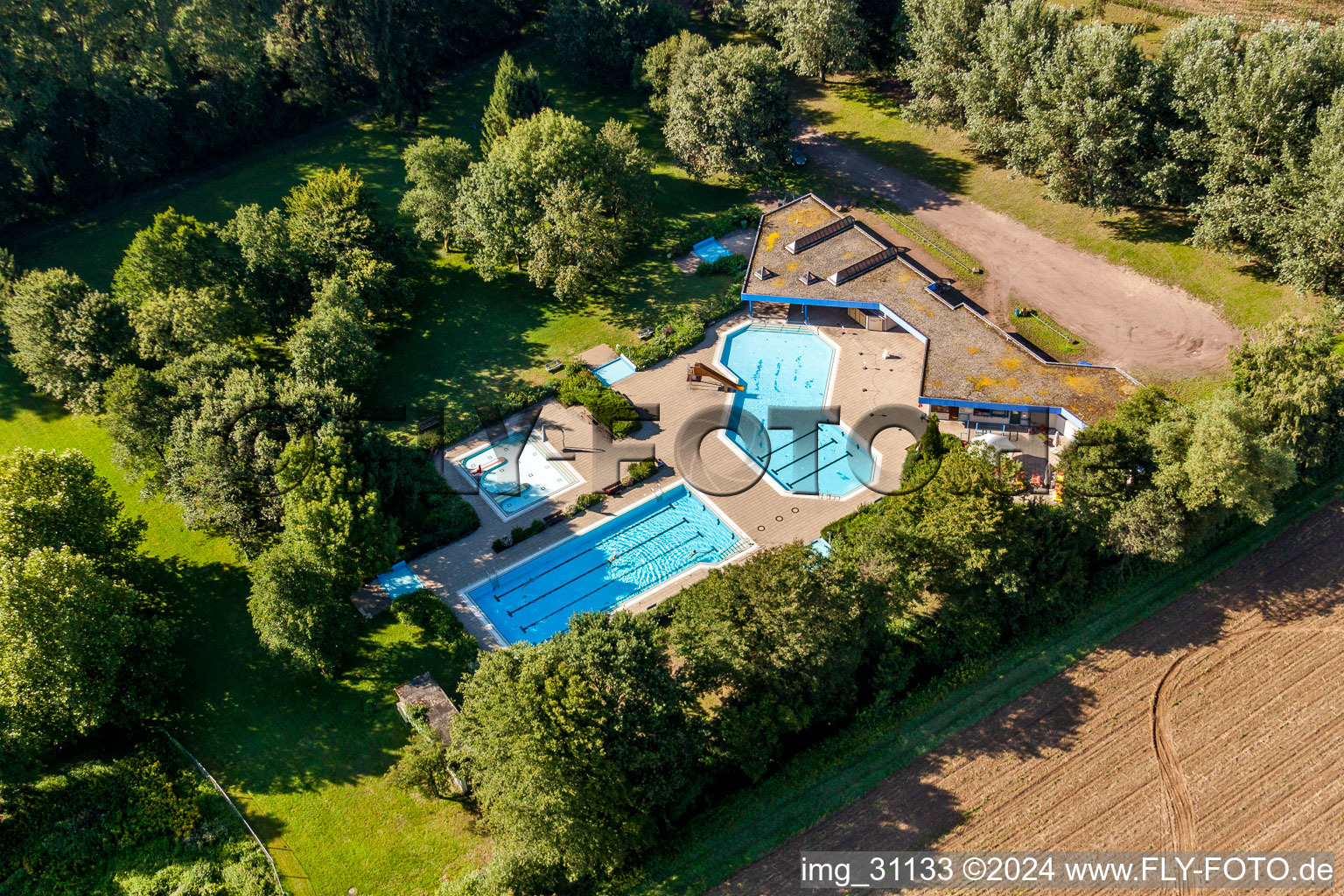 Swimming pool of the Waldfreibad in Steinfeld in the state Rhineland-Palatinate, Germany