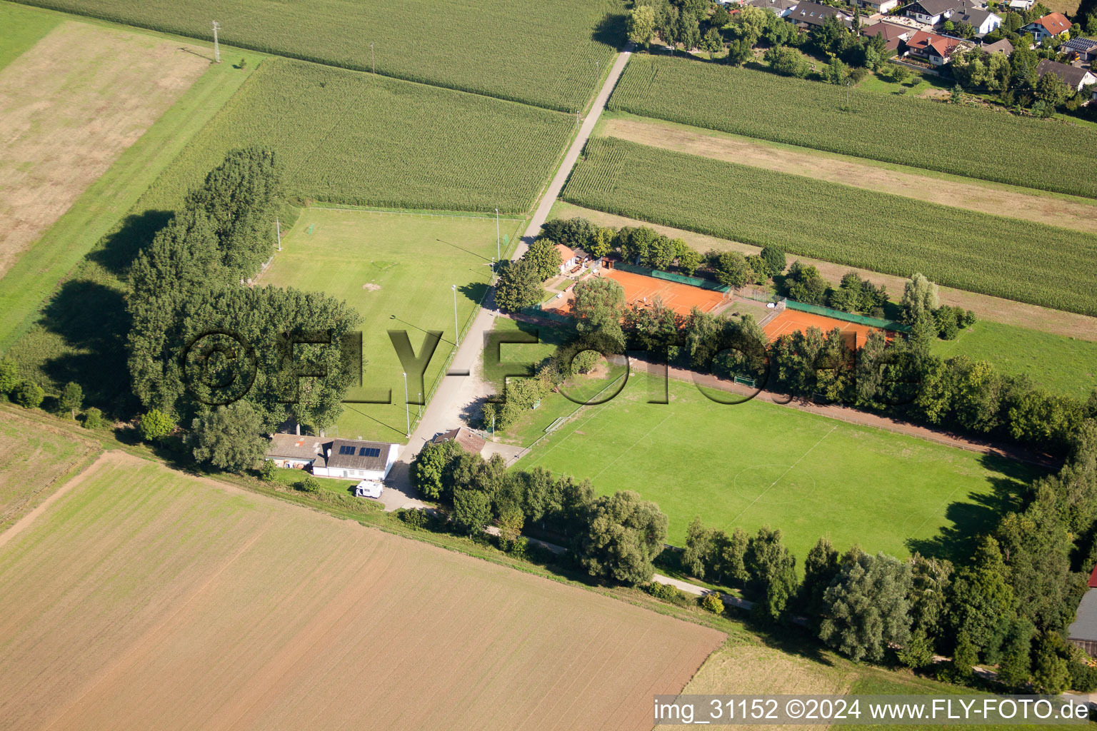 Aerial photograpy of Sports fields in Minfeld in the state Rhineland-Palatinate, Germany