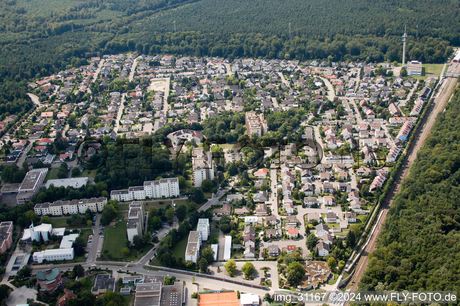 Dorschberg in Wörth am Rhein in the state Rhineland-Palatinate, Germany from the plane