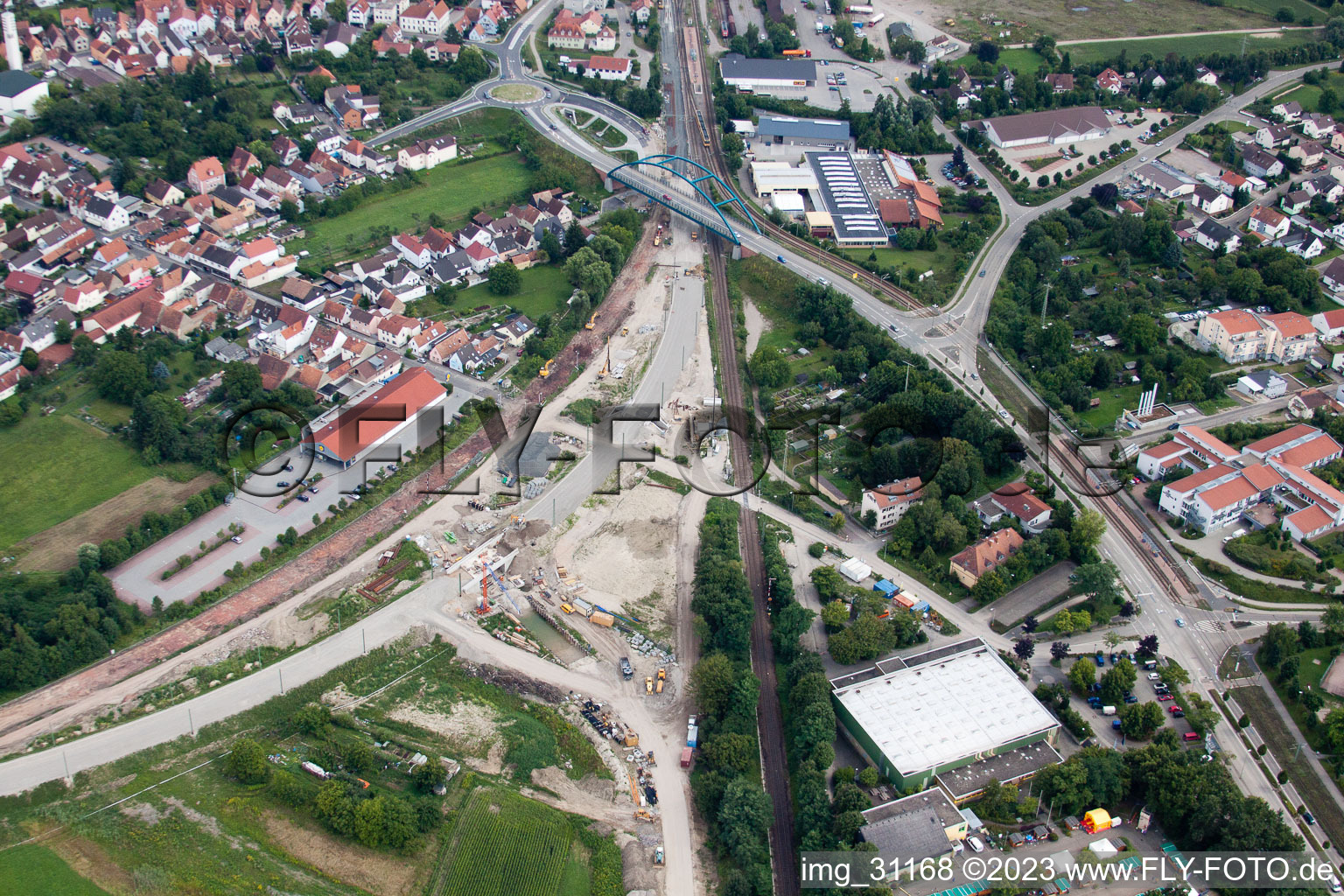 New construction of railway underpass Ottstr in Wörth am Rhein in the state Rhineland-Palatinate, Germany