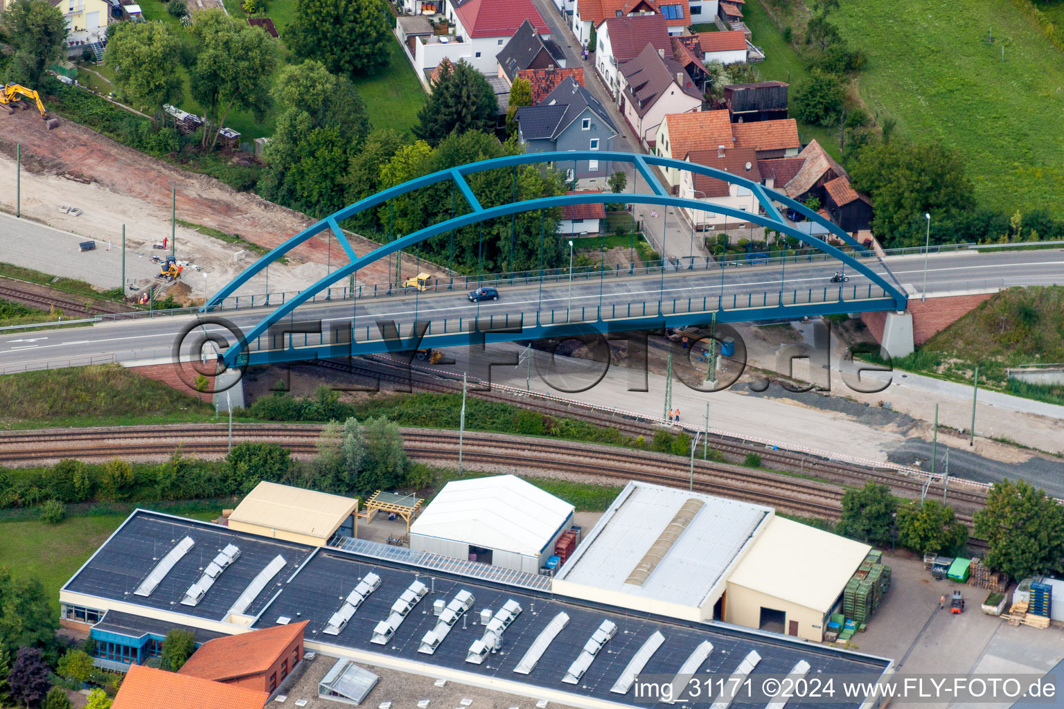 New construction of the railway bridge Hans-Martin-Schleyer-Strasse in Woerth am Rhein in the state Rhineland-Palatinate, Germany