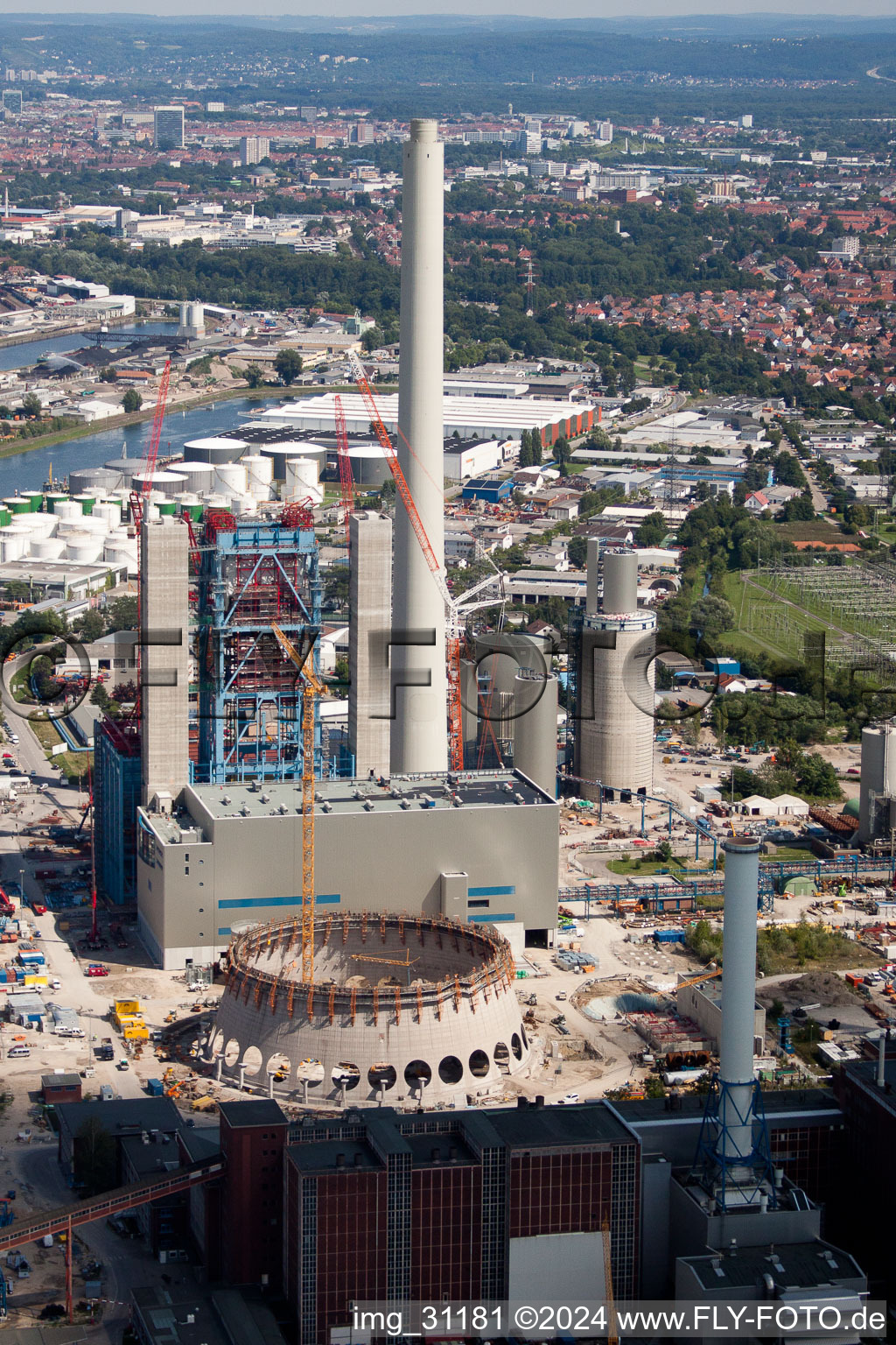 Oblique view of ENBW new building in the district Daxlanden in Karlsruhe in the state Baden-Wuerttemberg, Germany