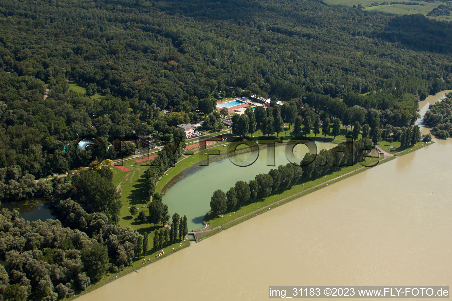 Rhine lido in the district Daxlanden in Karlsruhe in the state Baden-Wuerttemberg, Germany