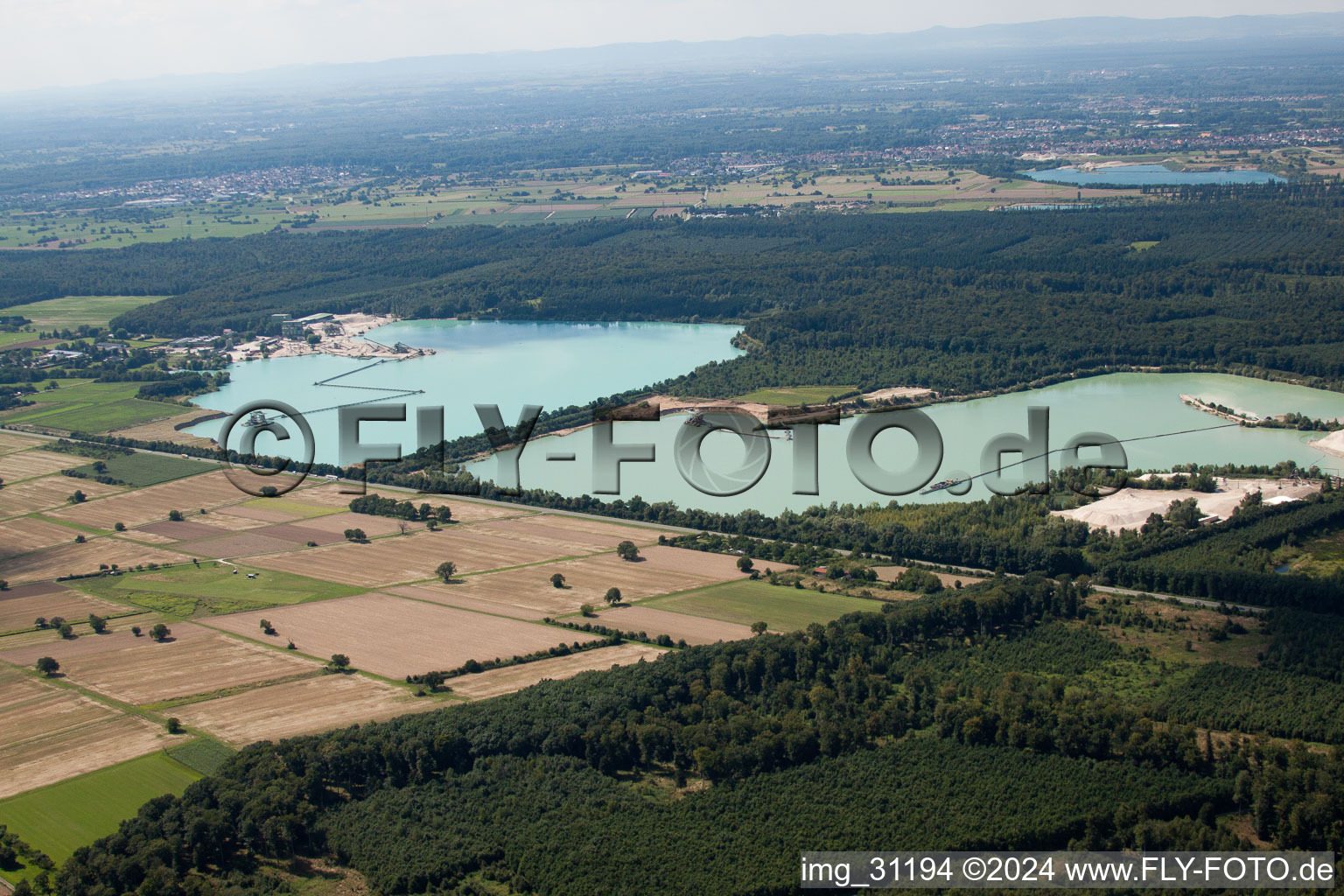 Gravel pit, quarry ponds in Malsch in the state Baden-Wuerttemberg, Germany