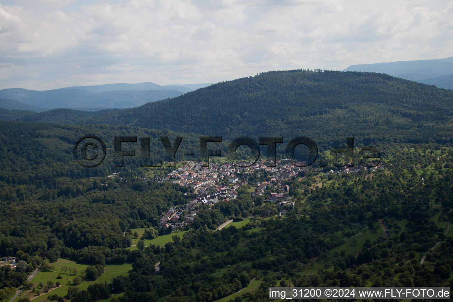 Aerial photograpy of From the west in the district Waldprechtsweier in Malsch in the state Baden-Wuerttemberg, Germany