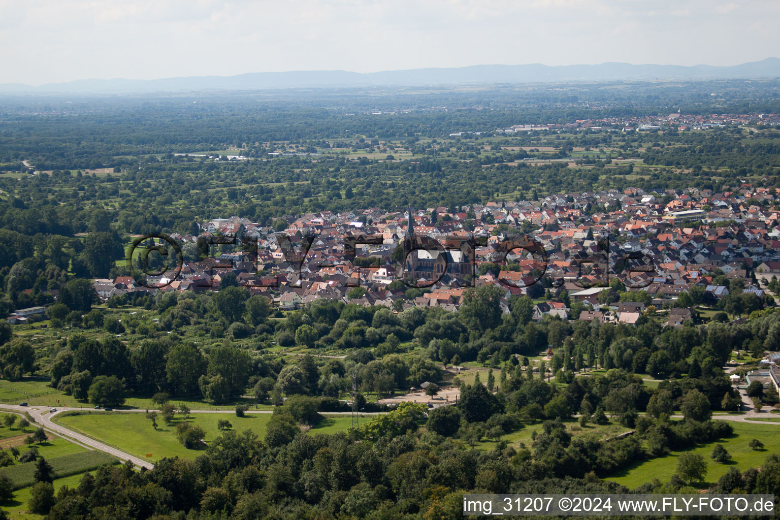 Bird's eye view of Muggensturm in the state Baden-Wuerttemberg, Germany