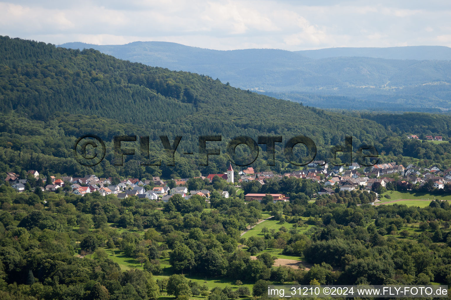 District Oberweier in Gaggenau in the state Baden-Wuerttemberg, Germany from above