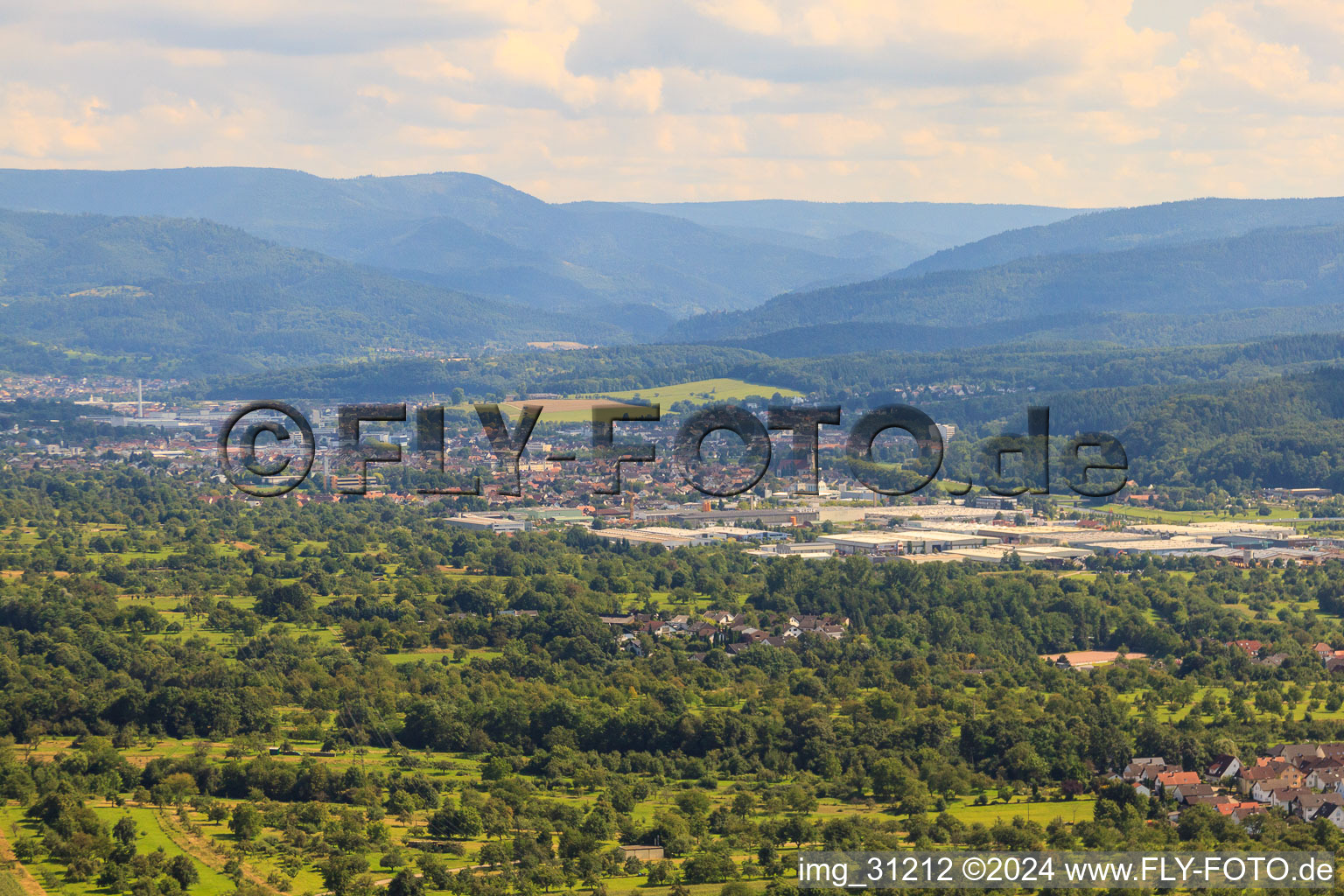 From the west in Gaggenau in the state Baden-Wuerttemberg, Germany