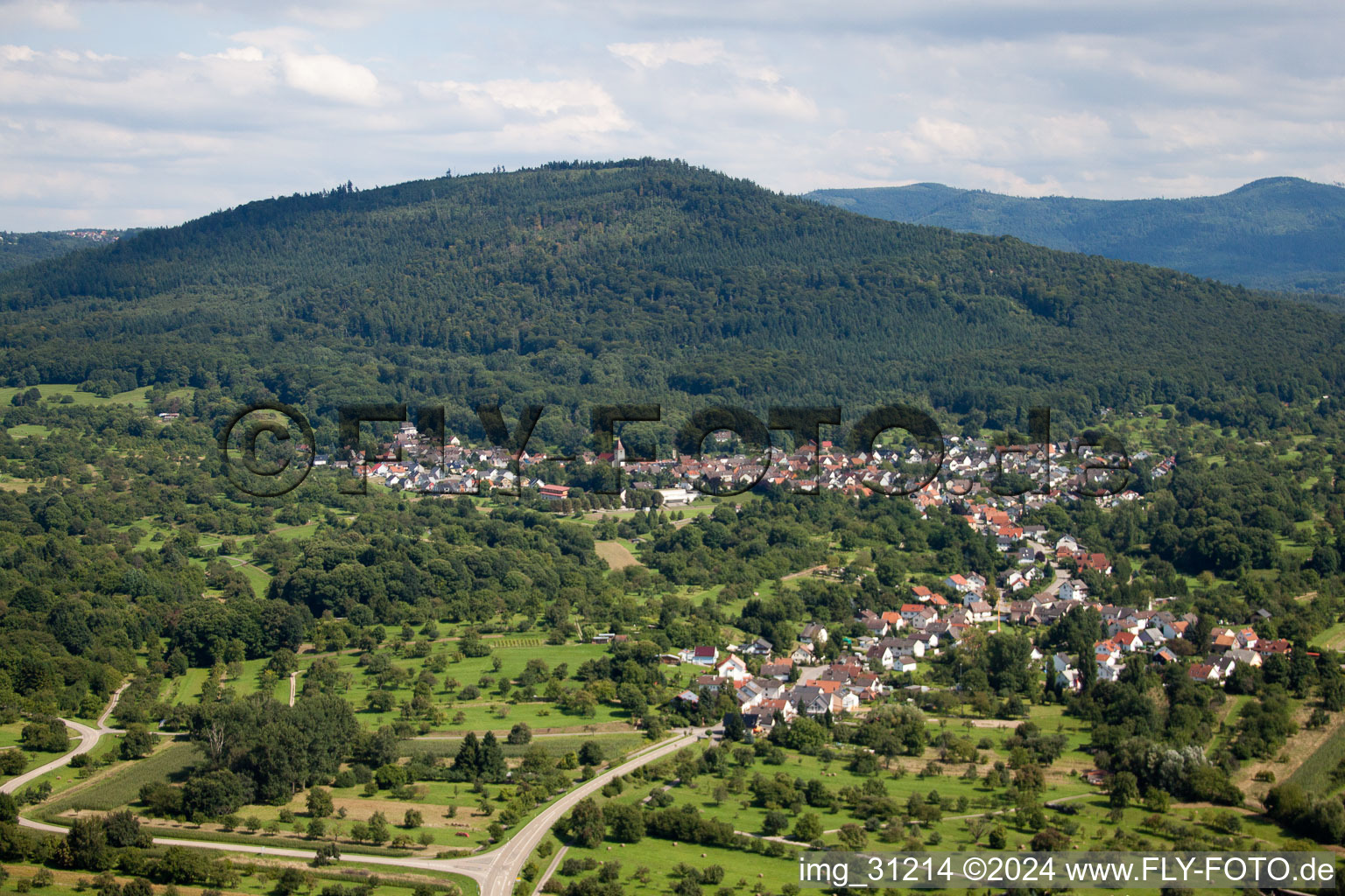 Aerial view of District Oberweier in Gaggenau in the state Baden-Wuerttemberg, Germany