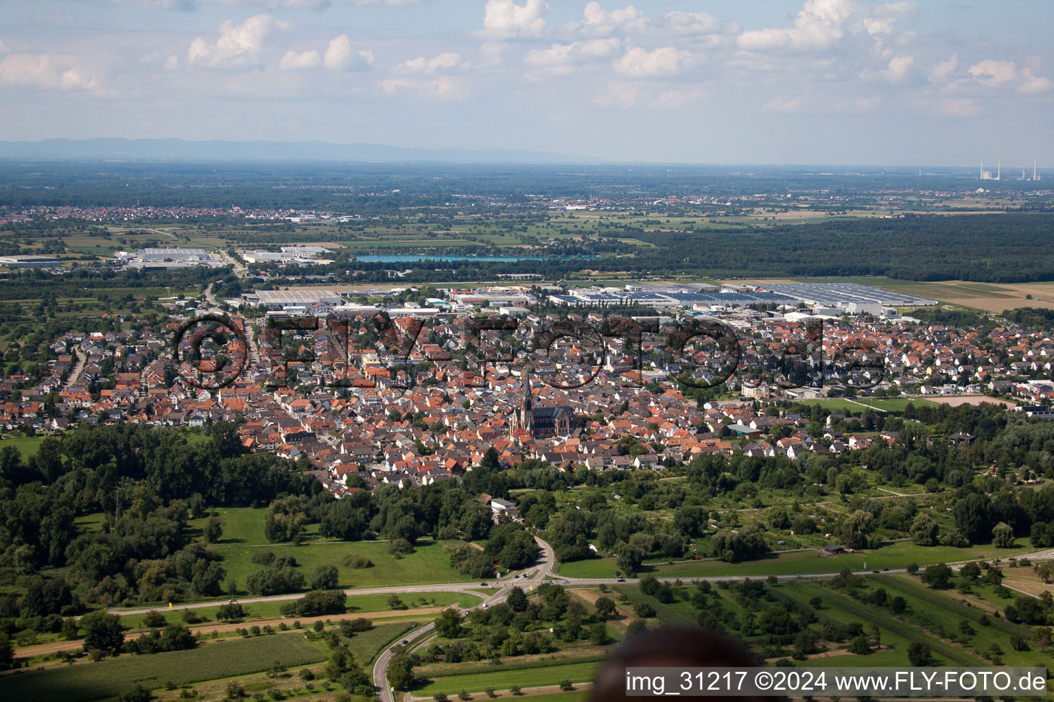 From the east in Muggensturm in the state Baden-Wuerttemberg, Germany