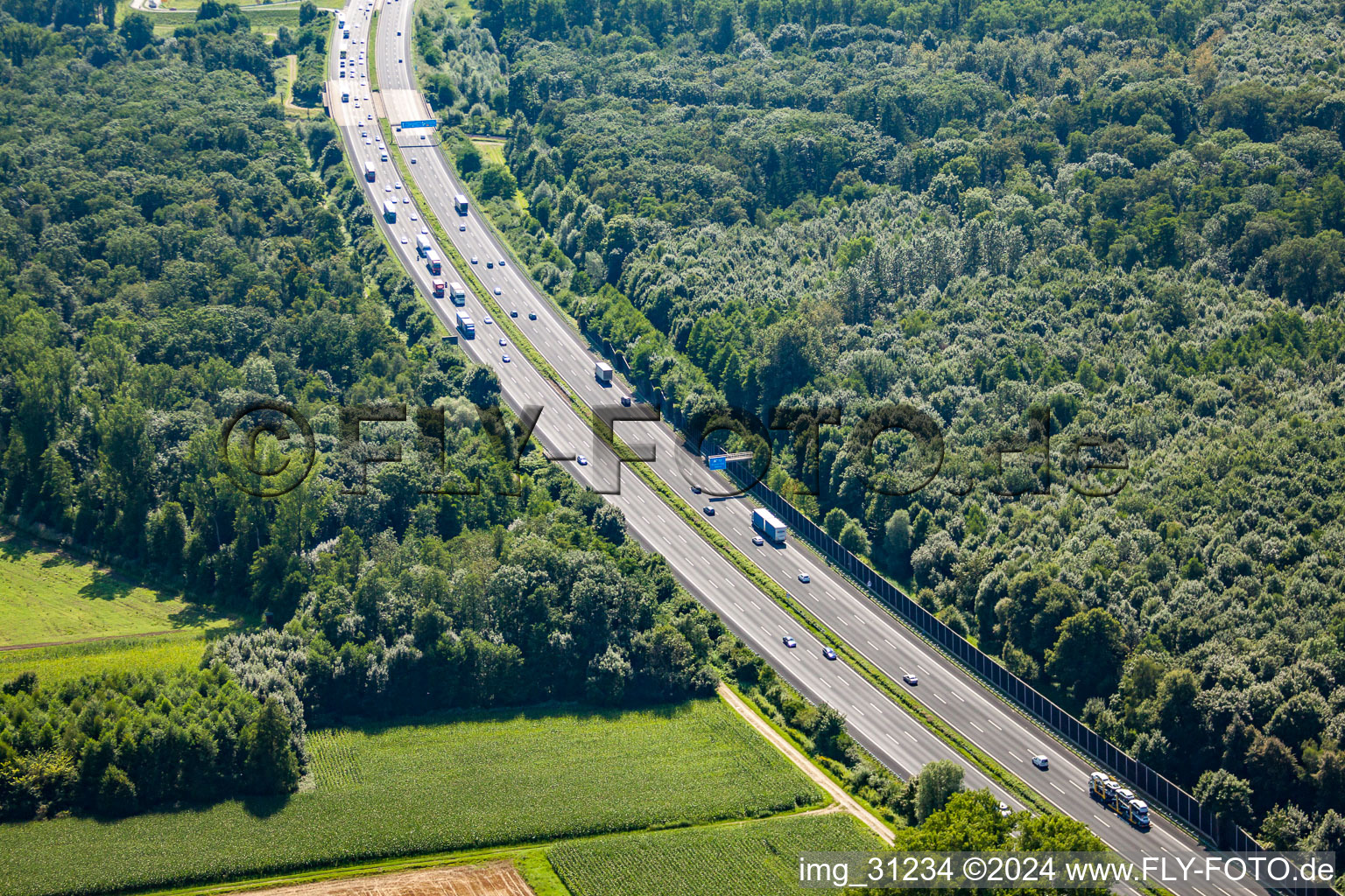 Aerial view of District Niederbühl in Rastatt in the state Baden-Wuerttemberg, Germany