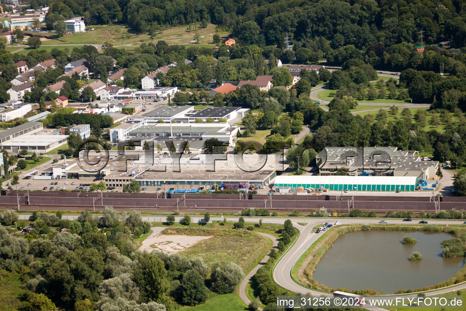 Aerial view of Technical facilities in the industrial area Biologische Heilmittel Heel in the district Oos in Baden-Baden in the state Baden-Wurttemberg