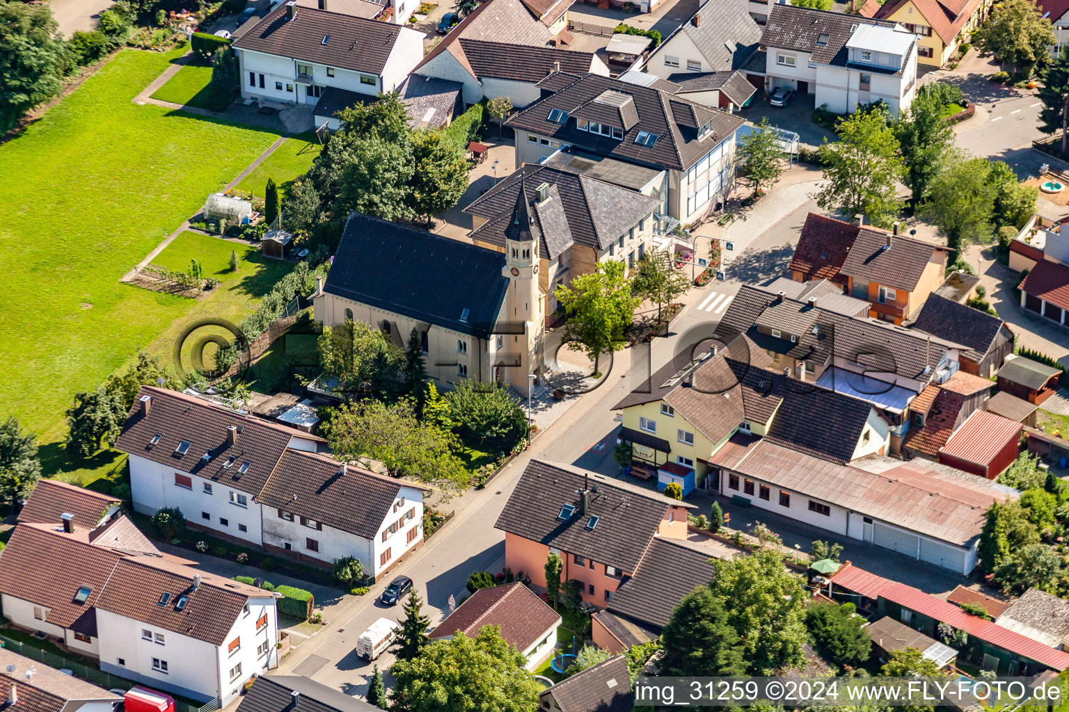 Church building Kirche Kartung in the district Kartung in Sinzheim in the state Baden-Wurttemberg, Germany