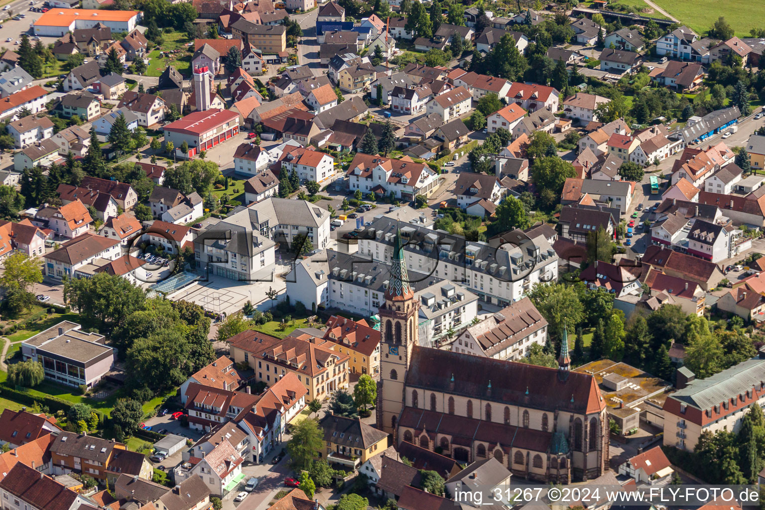 Town Hall building of the City Council at the market downtown in Sinzheim in the state Baden-Wurttemberg, Germany