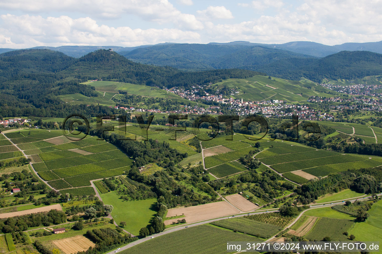 From the northwest in the district Gallenbach in Baden-Baden in the state Baden-Wuerttemberg, Germany