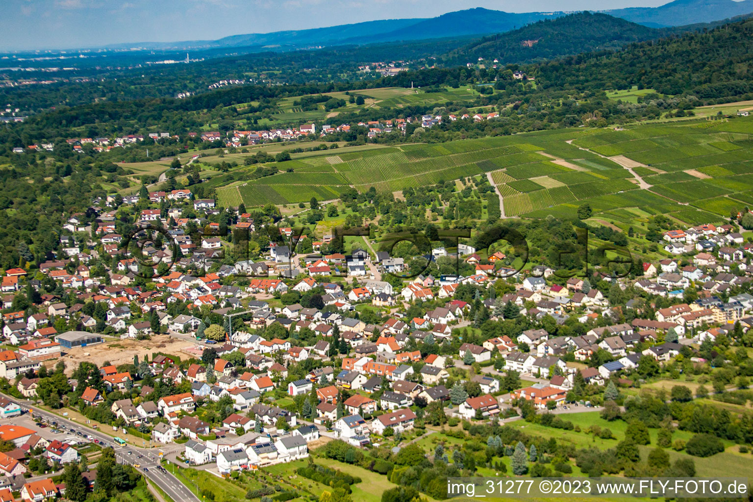 From the south in Sinzheim in the state Baden-Wuerttemberg, Germany