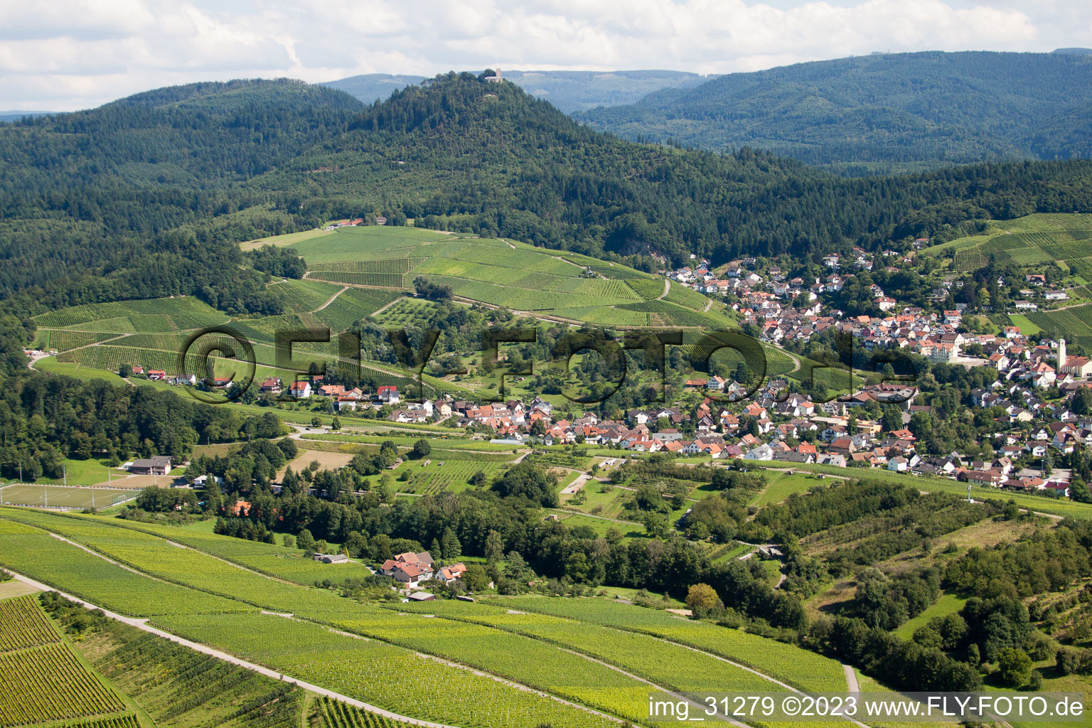 District Gallenbach in Baden-Baden in the state Baden-Wuerttemberg, Germany from above